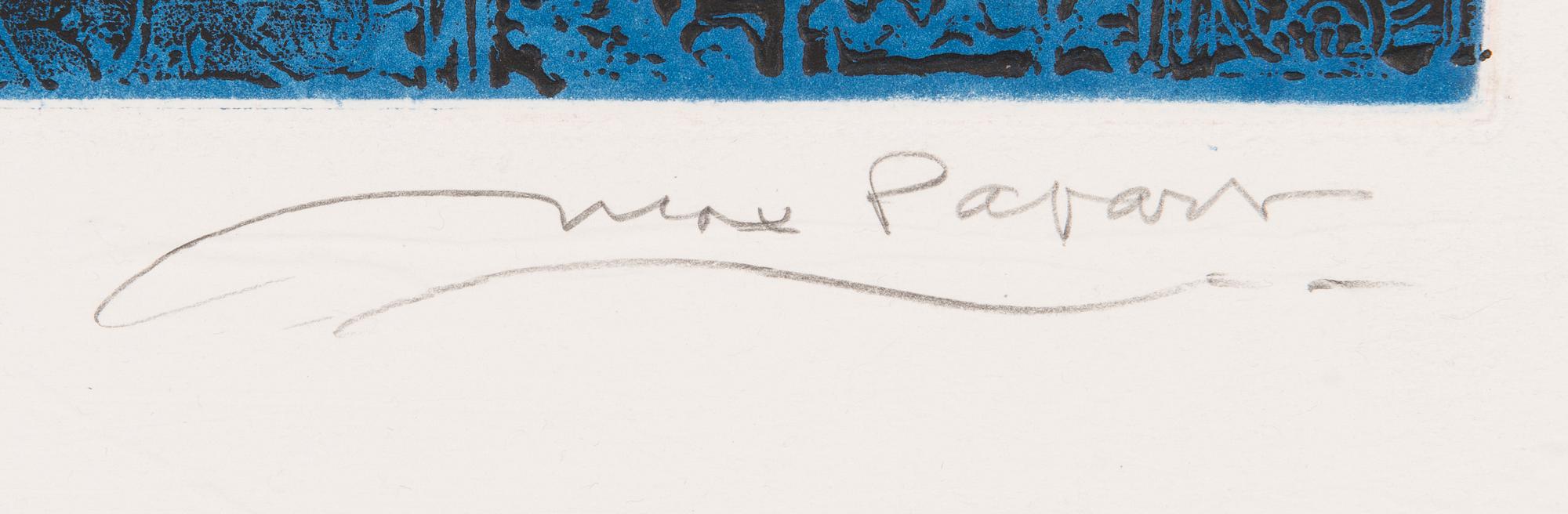 Max Papart, carborundum ja akvatinta, 1979, signeerattu ja merkitty EA 9/15.