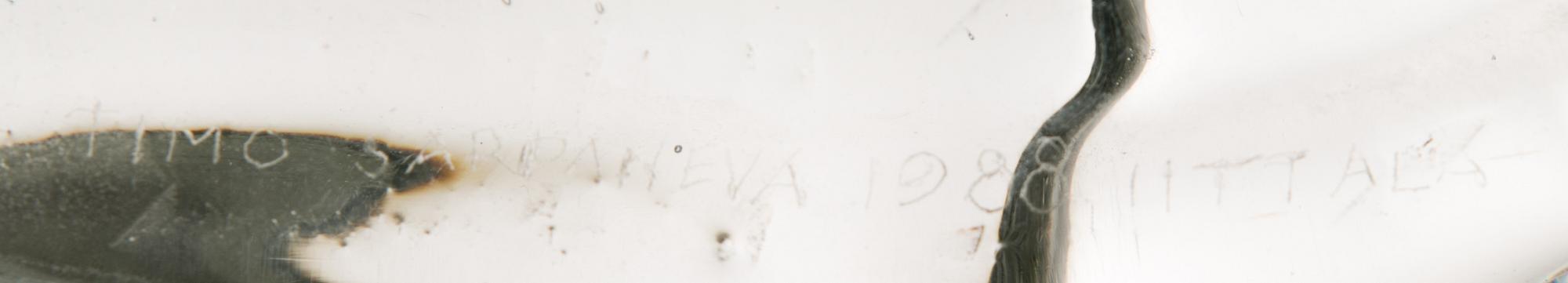 A glass sculpture signed Timo Sarpaneva 1988, Iittala.