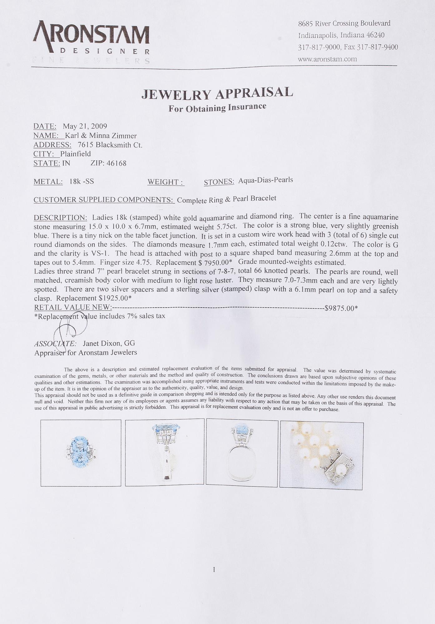 An 18K white gold ring with aquamarine and brilliant-cut diamonds, Conti, South Africa.