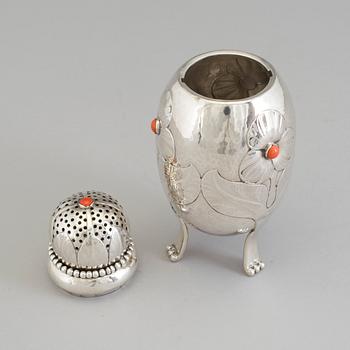 A Swedish Art Nouveau silver sugar shaker, maker's mark Claes Emil Andrén, Gothenburg, 1920.