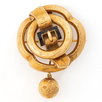 Brooch/pendant, 18K gold and enamel, 19th century.