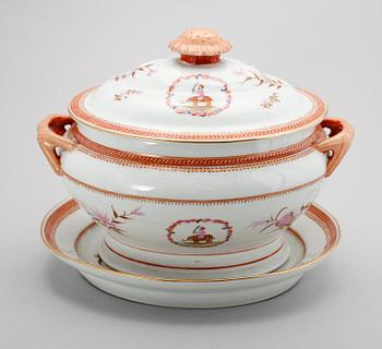TERRIN MED FAT, porslin, 1800-tal.