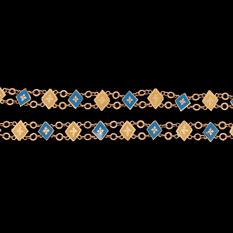 COLLIER, guld och emalj, Carl Wilhelm Strehlenert, Stockholm 1796-1806.