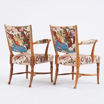 Josef Frank, a pair of armchairs, Svenskt Tenn, Sweden, model 725.