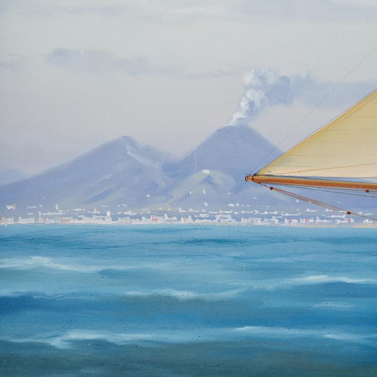 Tomasso De Simone, Two-masted schooner "Alcalda" by Vesuvius.