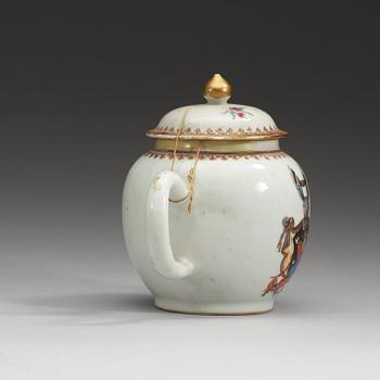 An Armorial famille rose teapot with cover, Qing dynasty, Qianlong (1736-95).