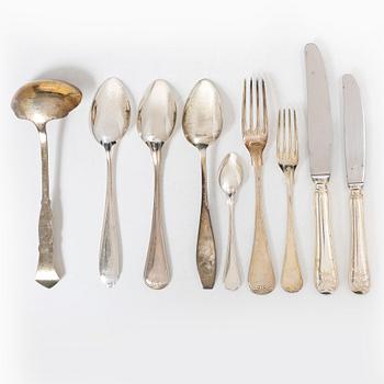 A 72-piece silver flatware set, Mema, Sweden, 1973-75, and eight other pieces of varying models.