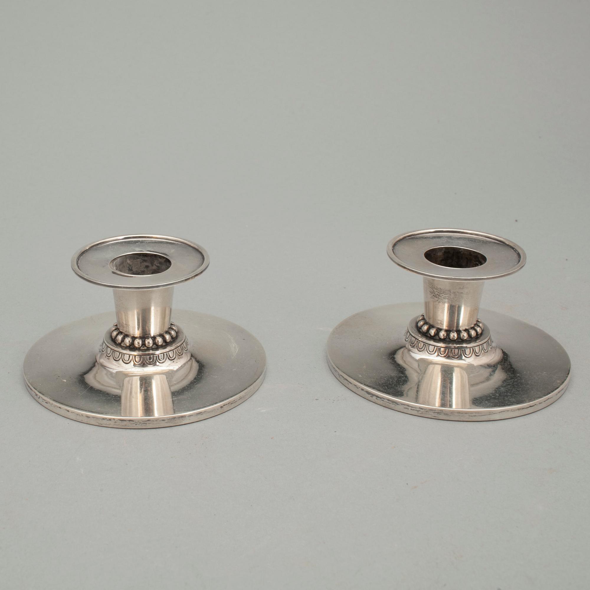 LJUSSTAKAR, ett par, silver, Borgila, Stockholm 1939. Tot ca 180 gram.