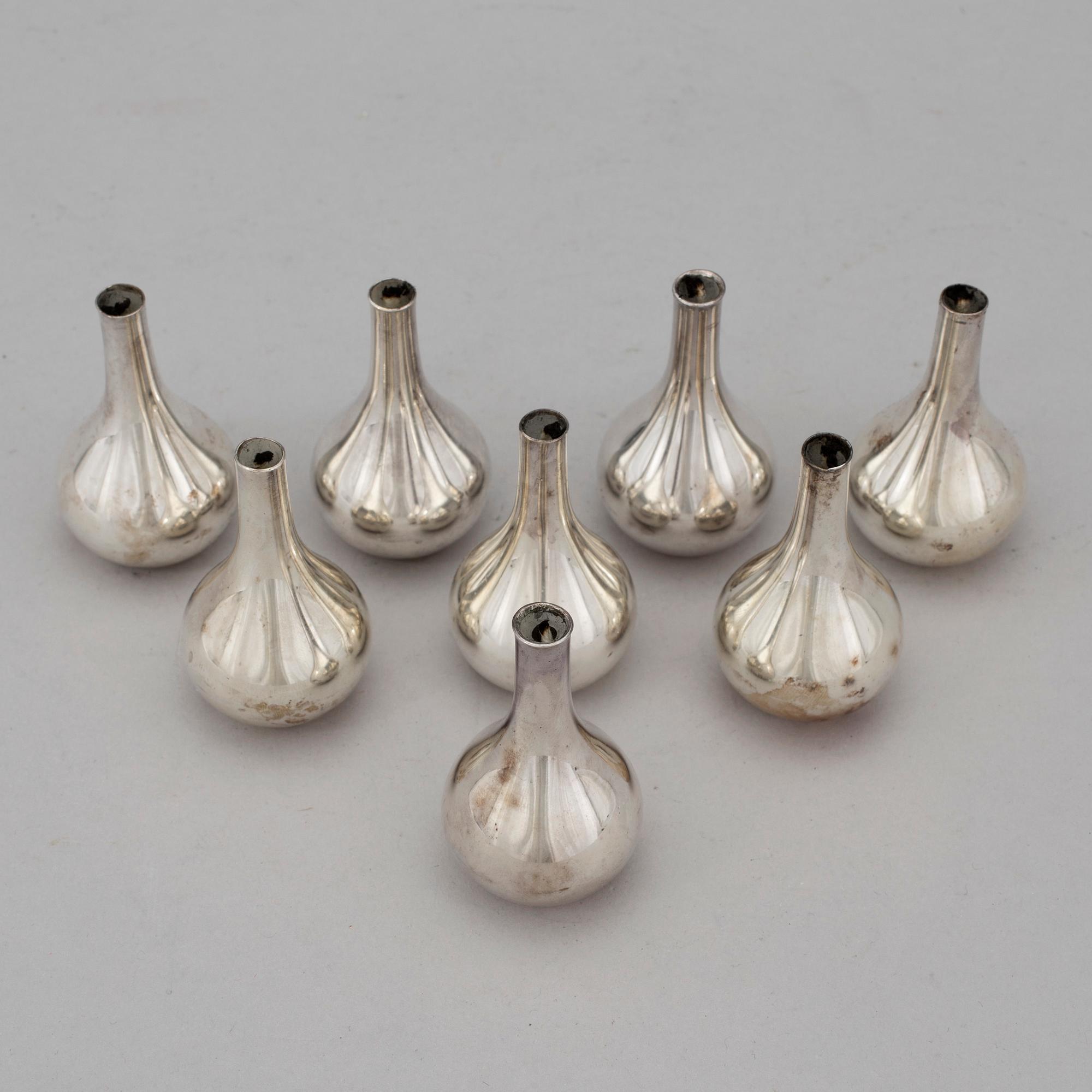 FOUR PAIRS OF PLATE CANDLESTICKS by J H Quistgaard, Dansk Designs, Denmark, 1960's.