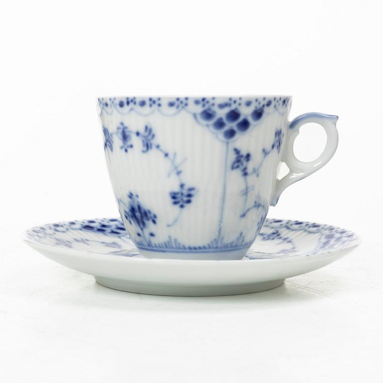 Royal Copenhagen, ten pieces of 'Blue fluted', half lace and full lace porcelain, Denmark, 1961-73.