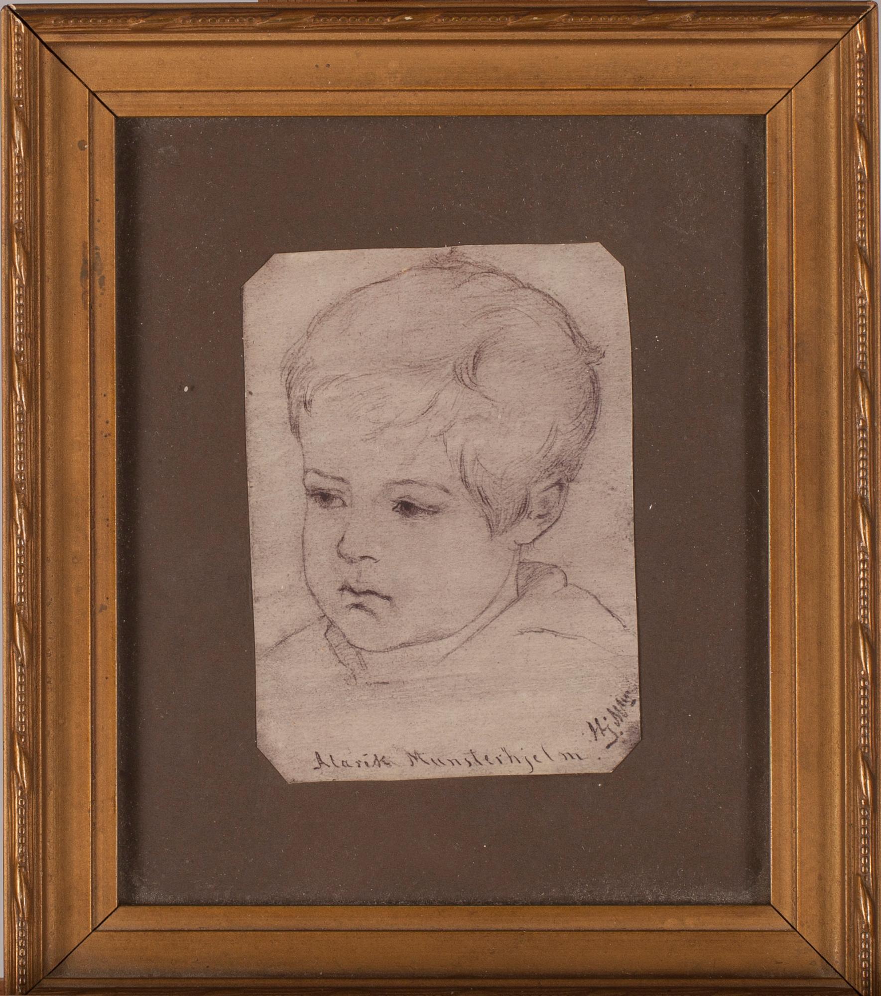 HJALMAR MUNSTERHJELM, teckning, signerad, intygas a tergo.