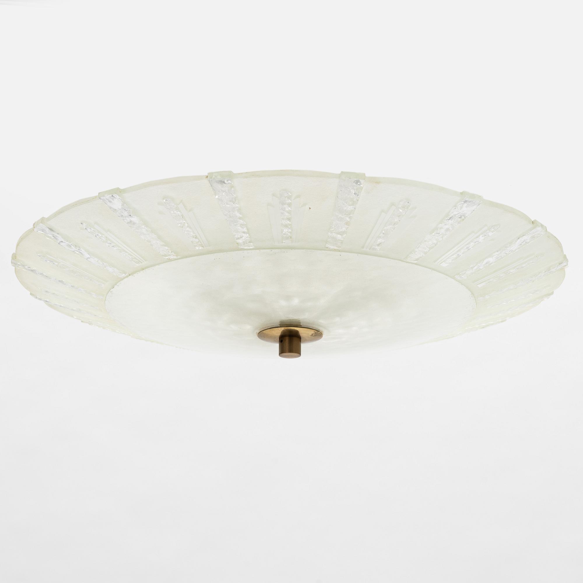 A glass ceiling lamp, mid-20th Century.