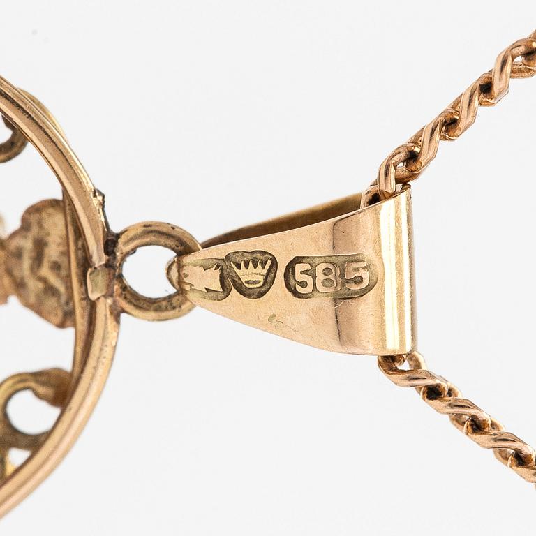 Halsband med hänge, 14K guld och ametist. Finska stämplar.