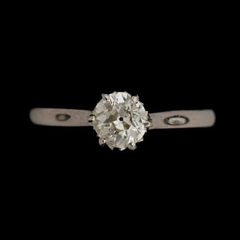 ENSTENSRING, vitguld 18k, gammalslipad diamant, Erik Thomassons Guld, Stockholm, troligen 1948. Vikt ca 2 gram.