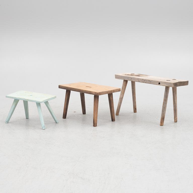 Three stools, 19th-20th Century.