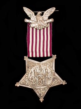 MEDALJ, försilvrad. För veteraner i Amerikanska inbördeskriget 1861-66.