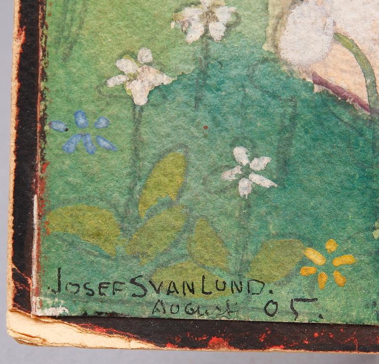 JOSEF SVANLUND, gouacher, 2 st, varav en sign o dat aug -05.