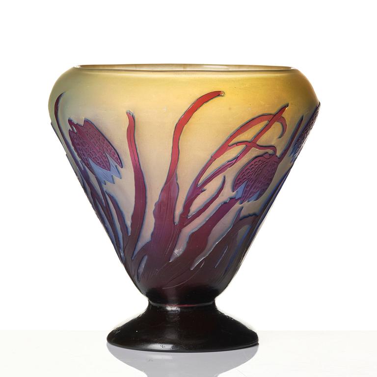 Emile Gallé, vas, överfångsglas, Nancy, Frankrike, Art Nouveau.