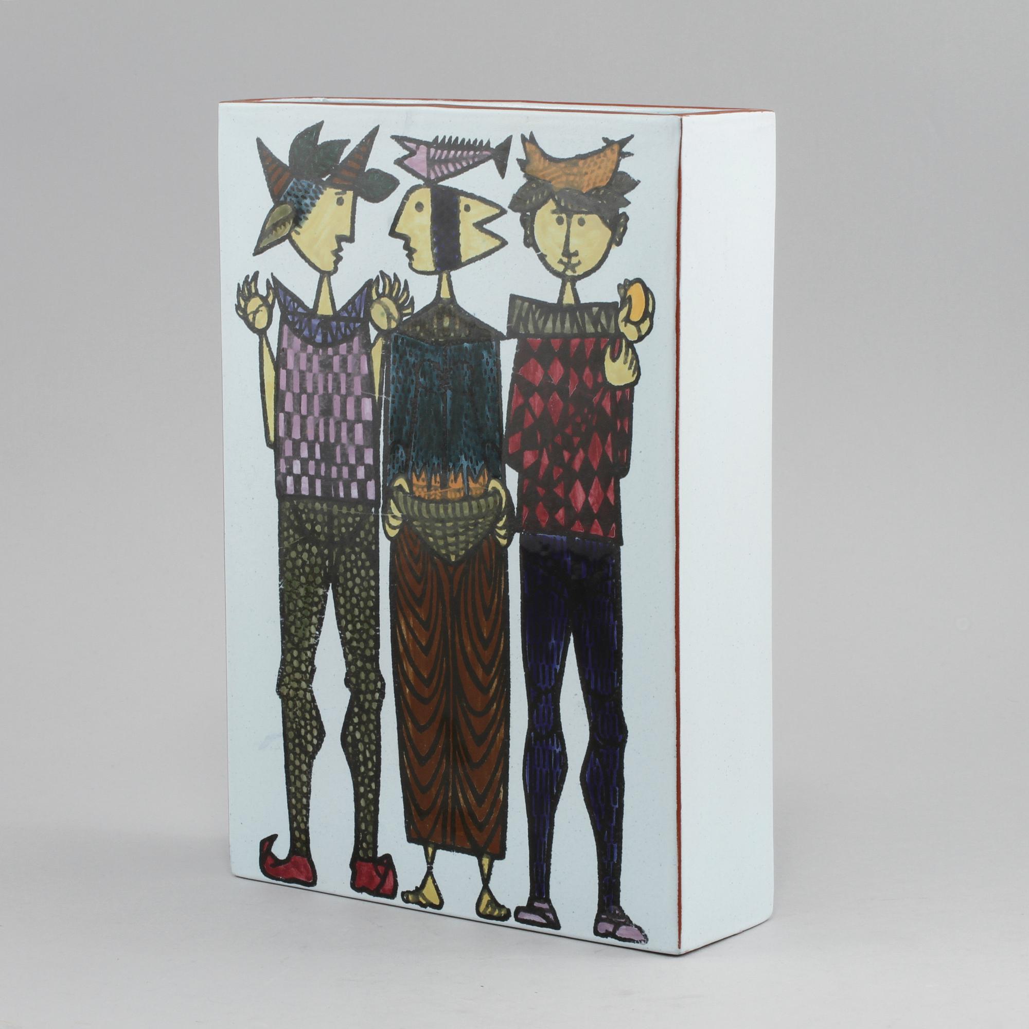 VAS, fajans, "Karneval", Stig Lindberg, Gustavsbergs studio, 1900-talets andra hälft.