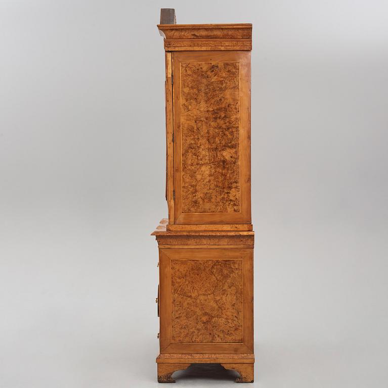 A Swedish Fredrik I burr-alder cabinet, first part of the 18th century.