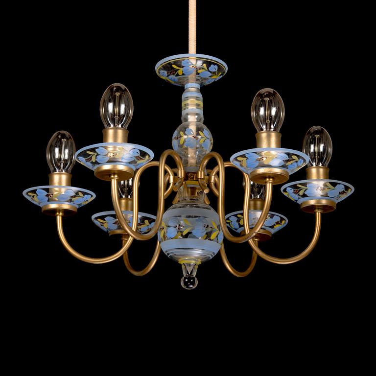 Paavo Tynell,  A 1940s '1752' chandelier, for Taito and Kauklahden Lasitehdas, Finland.