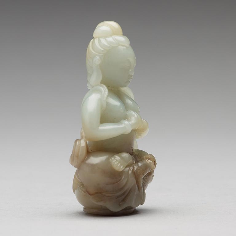 A Chinese nephrite figure of a buddhisattva, 20th century.