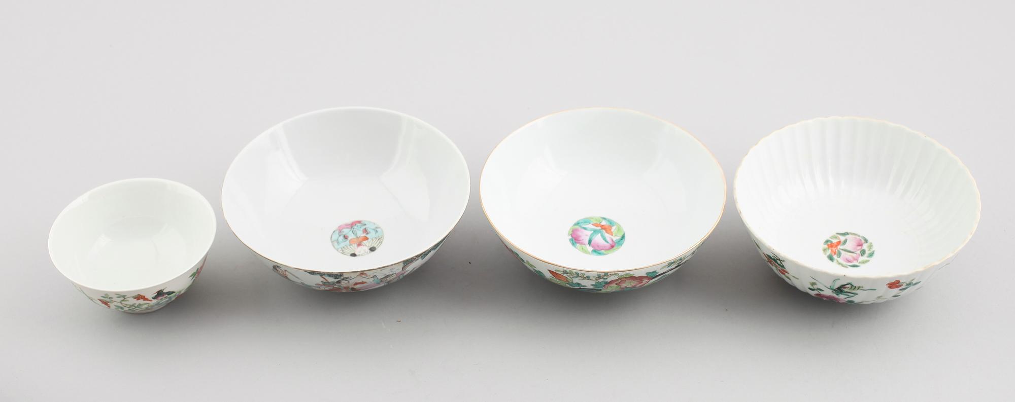 SKÅLAR, 4 st, porslin, Kina, 1800/1900-tal.