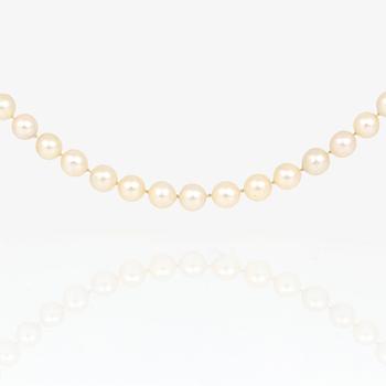 PÄRLCOLLIER, odlade sötvattenspärlor med 18K guld klotformad lås.