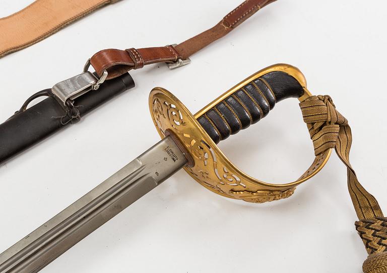 A Swedish cavalry officer's sabre 1893 pattern with scabbard.