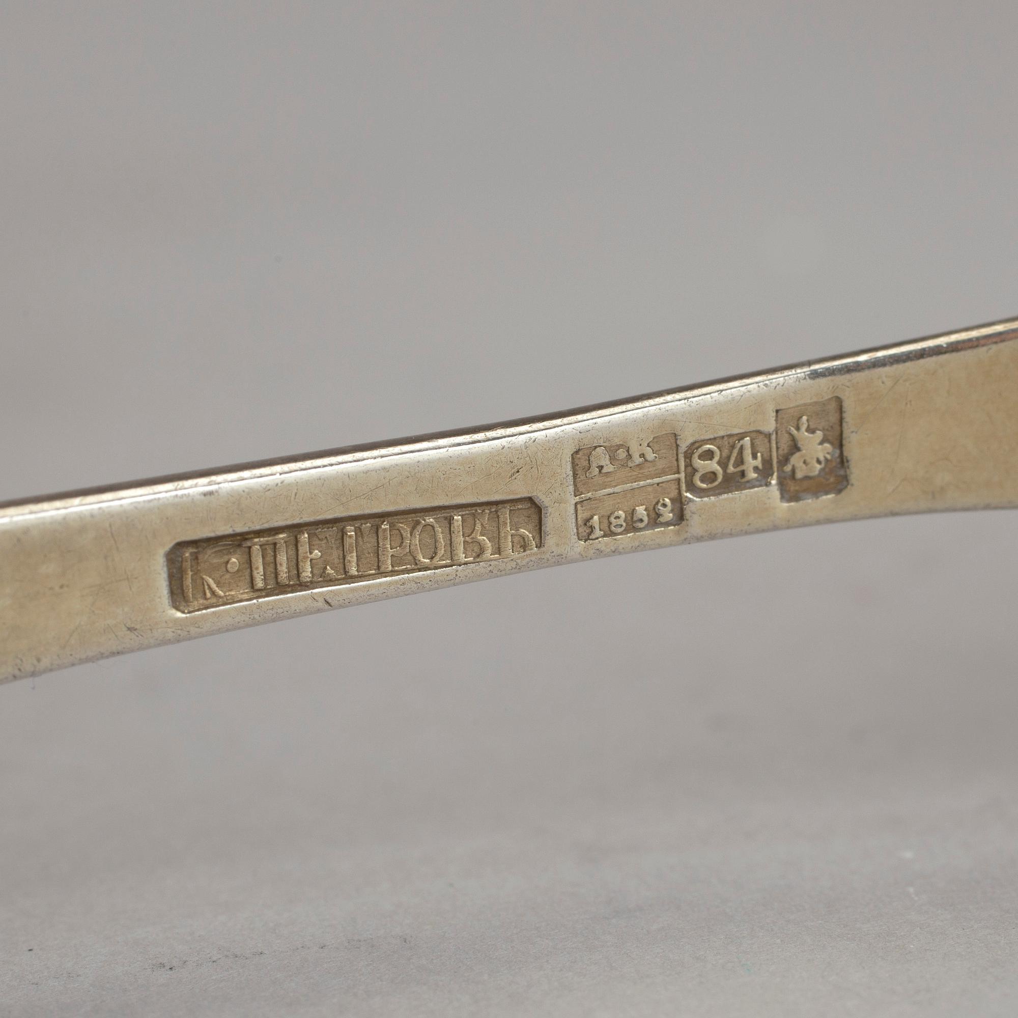PARTI SILVER, 4 delar. Bl a okänd mästare, Moskva 1856. Vikt ca 232 gram.