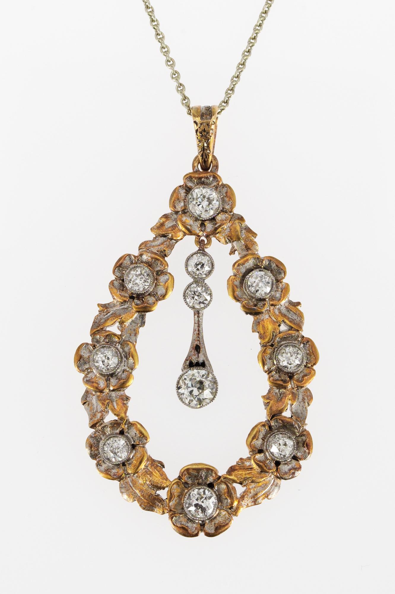 PENDANT, old cut diamonds, tot. app. 1 cts.