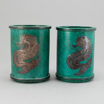 A pair of Wilhelm Kåge 'Argenta' vases, Gustavsberg.