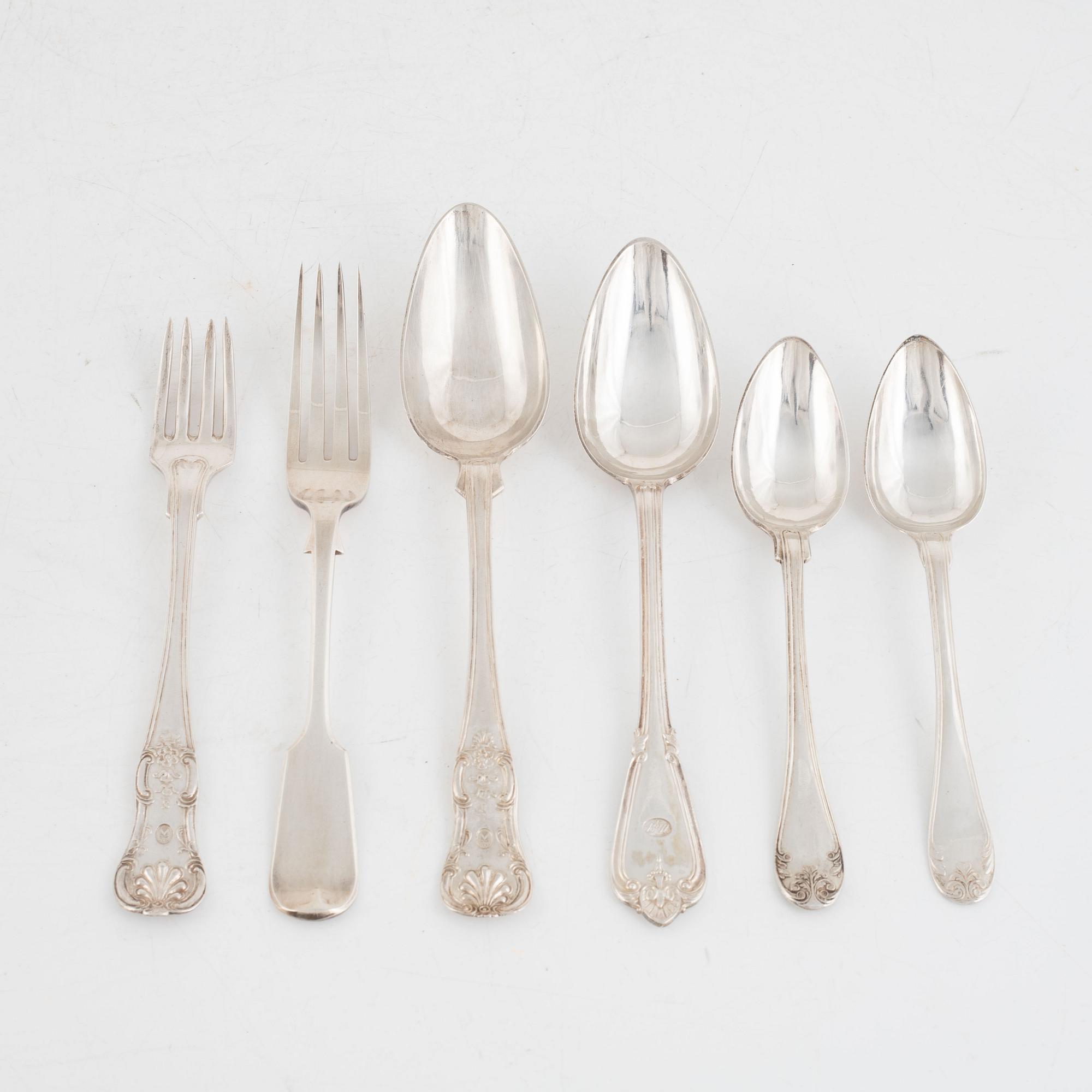 Bestick, 23 delar, silver, olika modeller, bl a "Gammal Fransk".