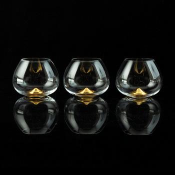 Ingegerd Råman, 10 'Guld' cognac glasses, Skrufs Glasbruk.