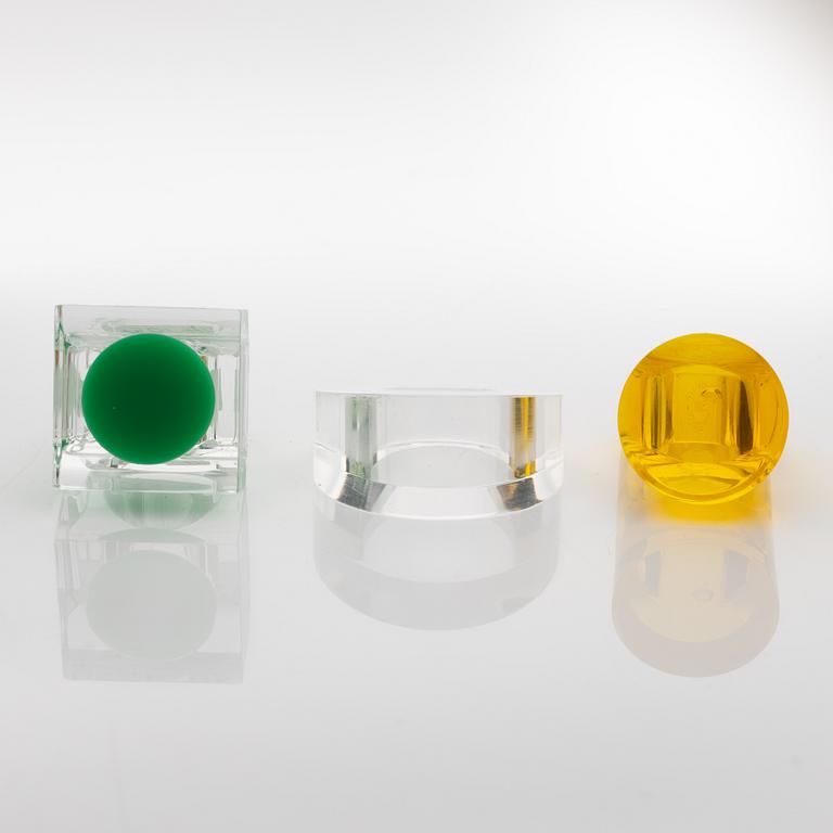 Siv Lagerström, three acrylic plastic rings, 1970s.