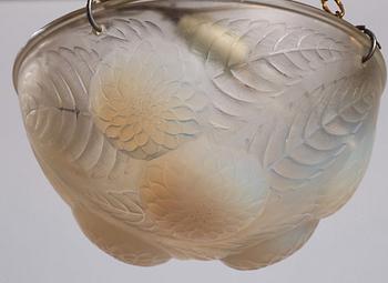 René Lalique, an opalescent "Dahlias" cast glass ceiling light, France 1920's-30's.