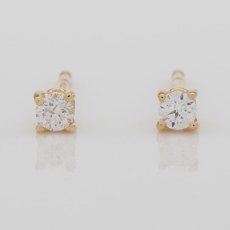ÖRHÄNGEN, 1 par, 18K guld och diamanter tot ca 0.28 ct.