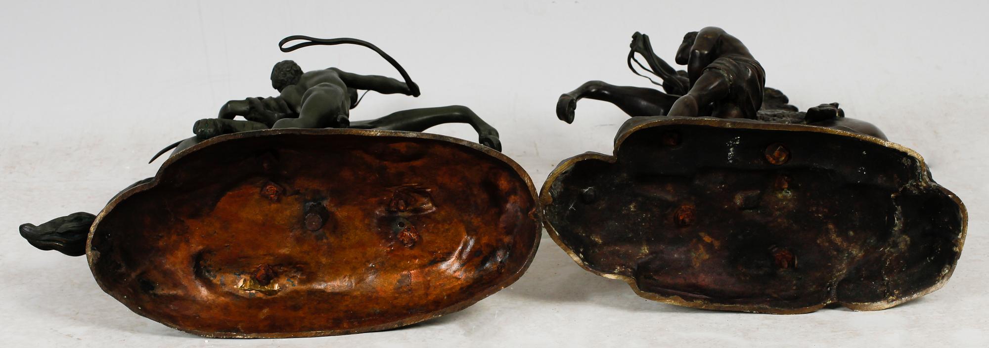 SKULPTURER, 1 par, brons, efter Costeau, sent 1800-tal.