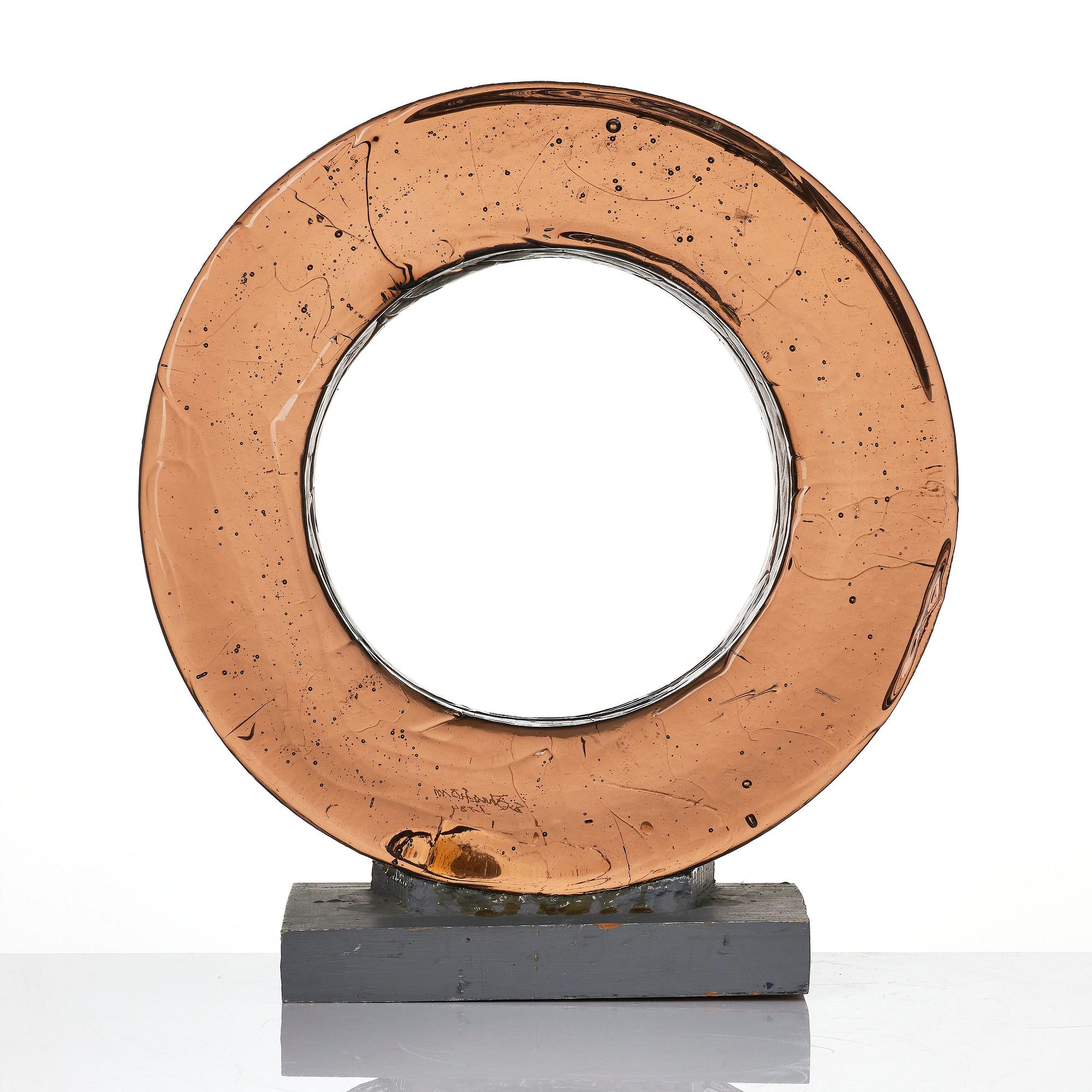 Edvin Öhrström, "Strömvirvlar" (Whirlpools), a cast glass sculpture, Lindshammar Glassworks, 1984.