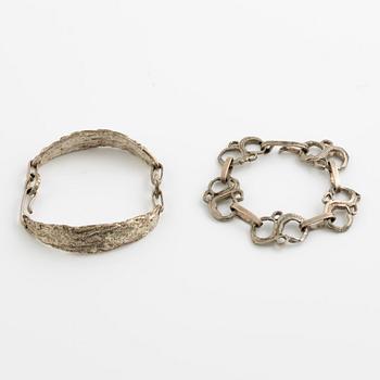 Lars Arby, two bracelets, sterling silver, Gothenburg 1982.