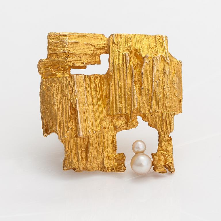 Björn Weckström, Brosch "Etude", 14K guld, odlade pärlor. Lapponia 1972.