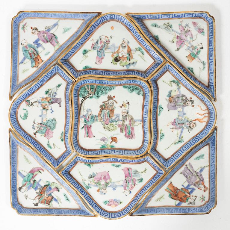 A nine-piece porcelain cabaret, China, Qing dynasty, 19th century.