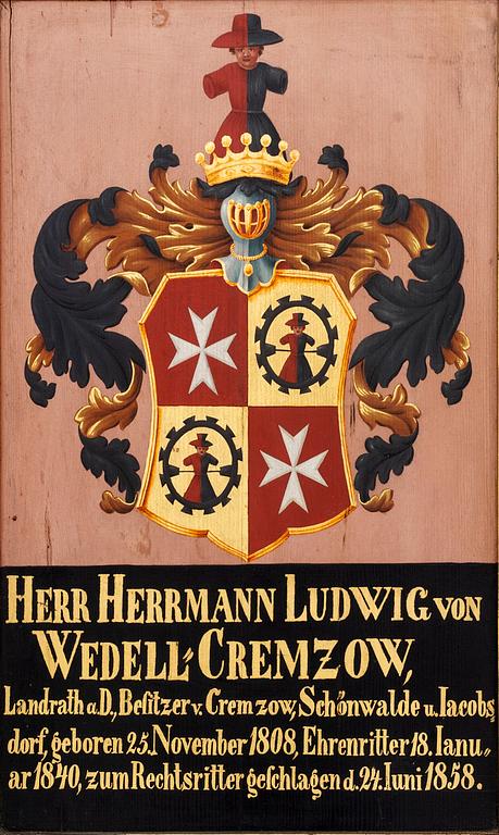 Coat of Arms,  Hermann Ludwig von Wedel 1858.