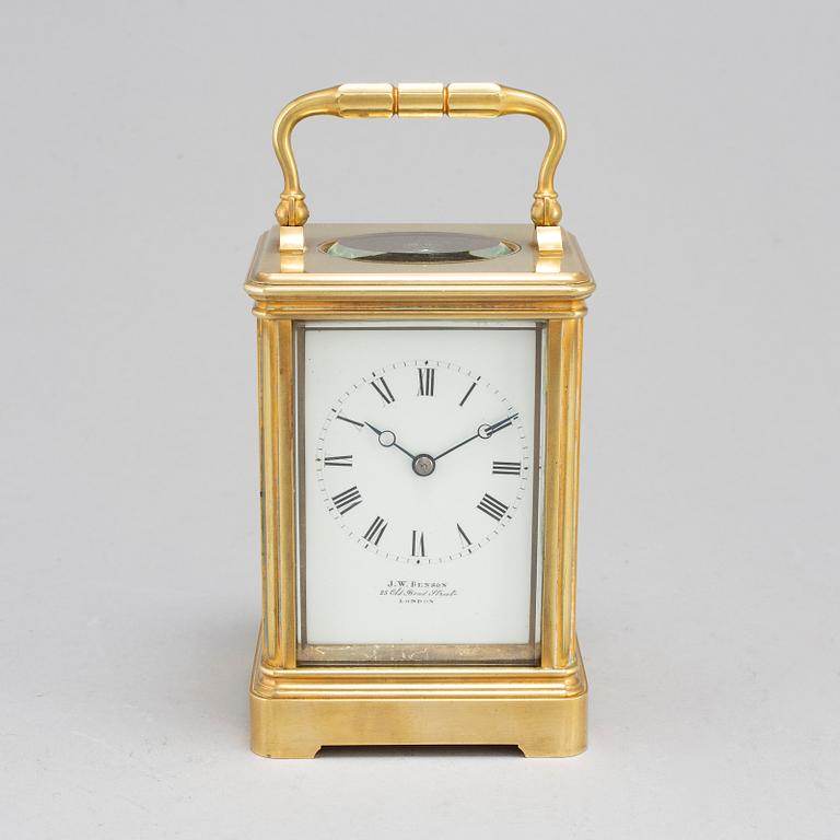 An end of the 20th century brass carriage clock by J W Benson, London.