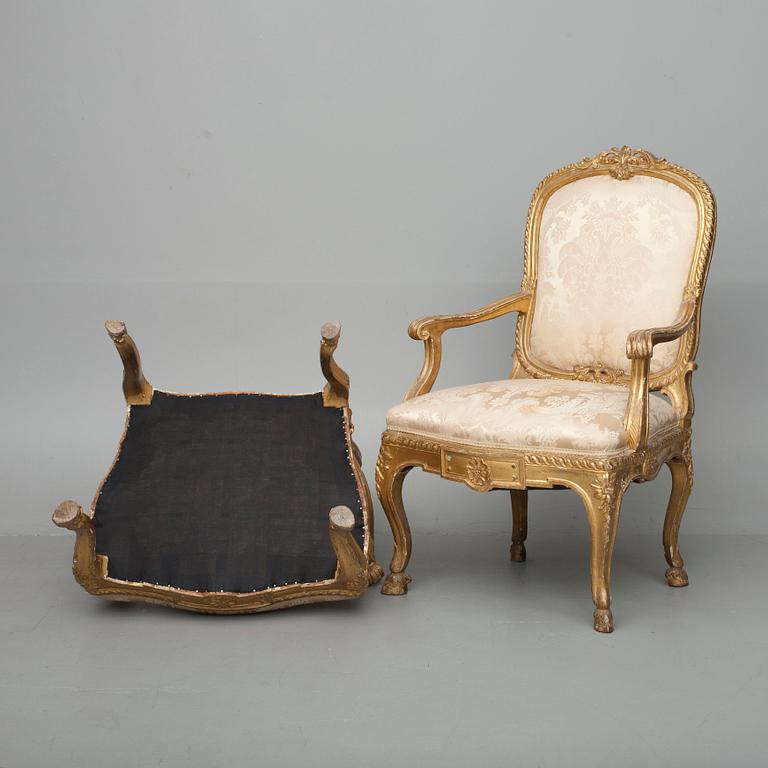 KARMSTOLAR, ett par, rokokostil, Frankrike 1800-talets slut.