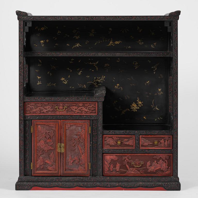 A lacquer display cabinet, late 19th century.