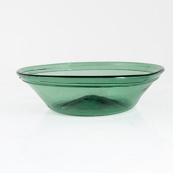 A Swedish pale green glass bowl around year 1800.