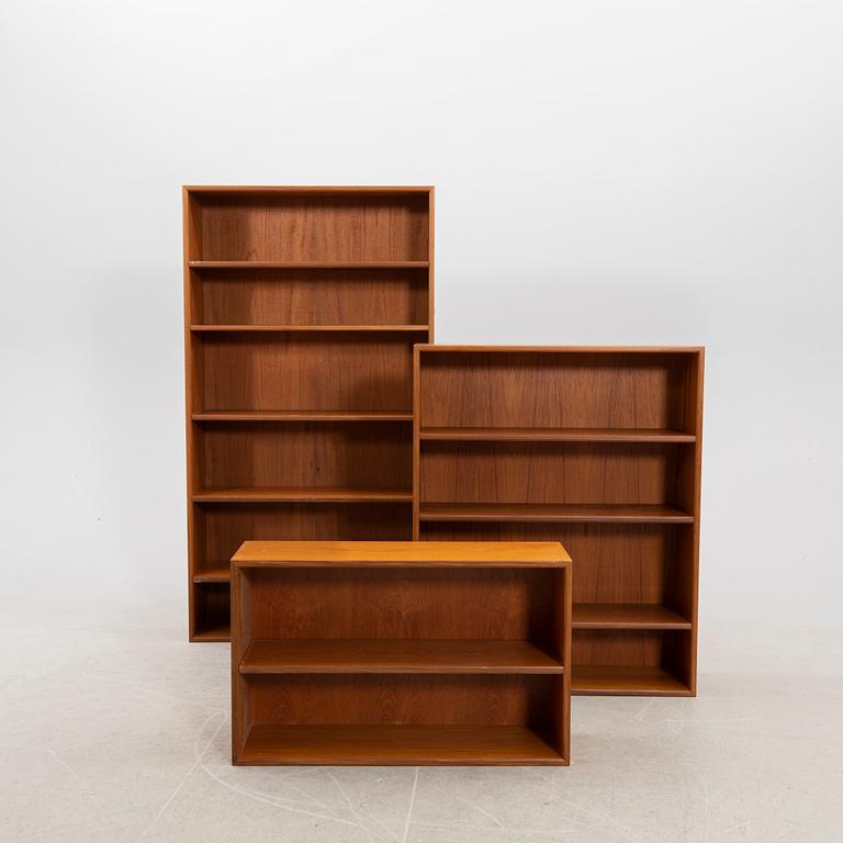 A set of three teak book shelves 1960s.