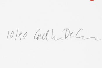 Carl Johan De Geer, färglitografi, signerad 10/90.