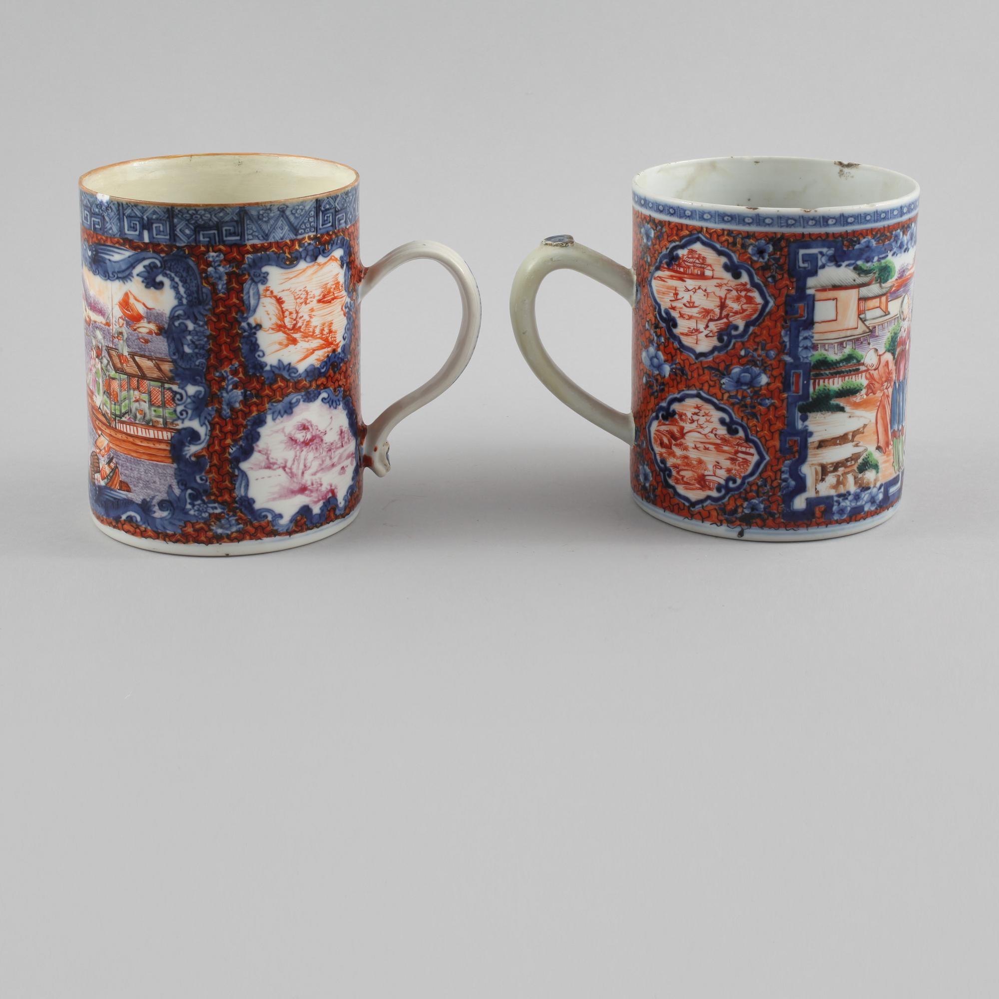 MUGGAR, 2 st, porslin, Kina, 1700-tal.